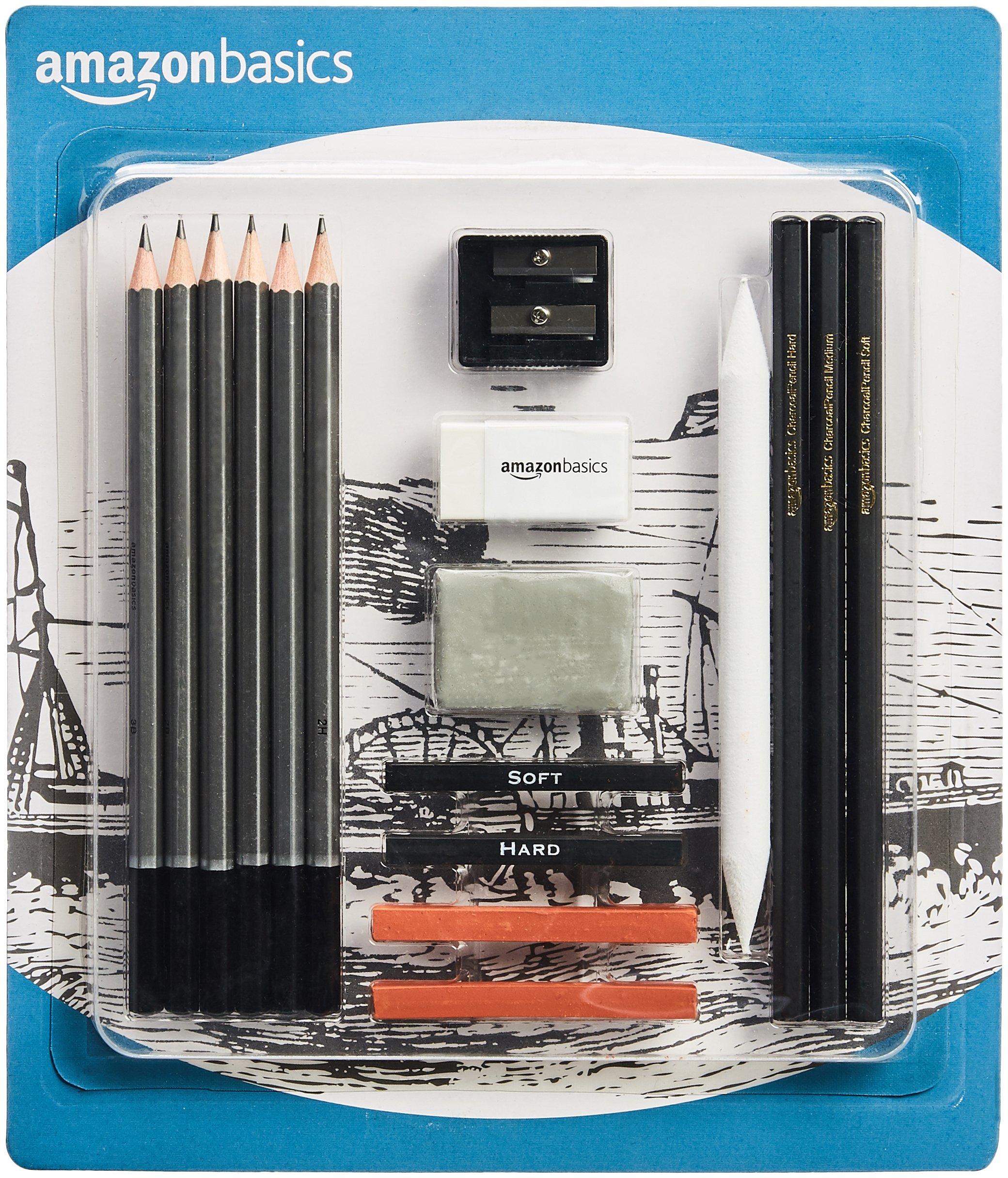 Amazon Basics 素描繪畫鉛筆工具17件套裝商品實物照片