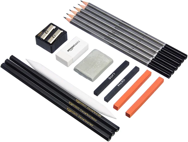 Amazon Basics 素描繪畫鉛筆工具17件套裝｜商品實物照片2